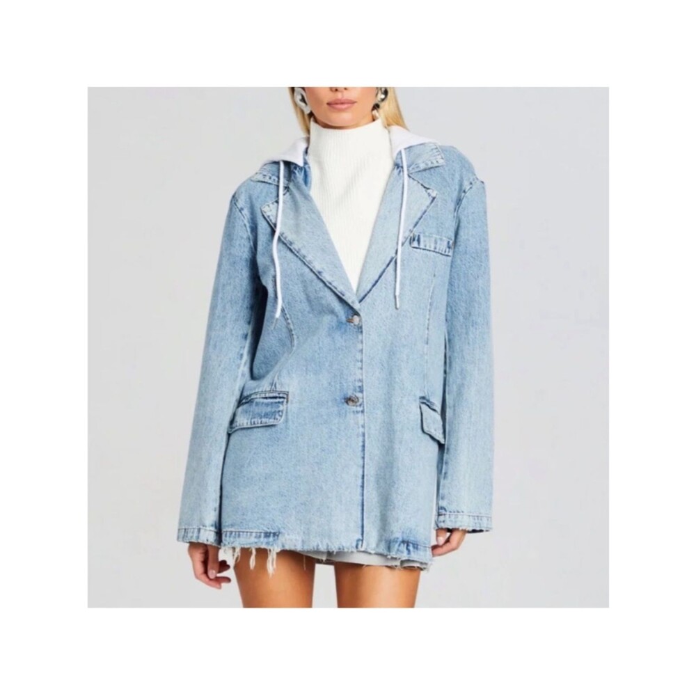SER.O.YA Lawrence Denim Blazer Hoodie Jacket Size S